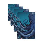 4 ambientadores para coche, tarjetas perfumadas para SUV, pulpo azul, ilustración de tentáculos de pulpo azul, tabletas de aromaterapia, espejo interior, colgante para dormitorio, armario, zapatero
