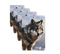 4 ambientadores para coche, tarjetas perfumadas para SUV, un lobo de pie en la nieve, tabletas de aromaterapia, espejo interior, colgante para dormitorio, armario, zapatero