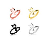 4 Anillos de Ganchillo, Anillos Bucle Ajustables Forma Gato Guía Hilo Abierta Metal Soporte Dedos Anillos Tensión Hilo Accesorios para Tejer Dedal para Tejer Más Rápido (Multicolor)