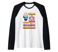 4 años Axolotly Awesome Cute Axolotl 4th Birthday Kids Camiseta Manga Raglan