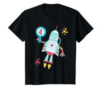 4 años cumpleaños 4 cumpleaños Lindo Robot Ciencia Tema Camiseta