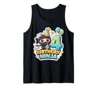 4 años cumpleaños Ninja Boys Four 4th Fourth Kids Party Camiseta sin Mangas