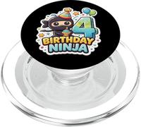 4 años cumpleaños Ninja Boys Four 4th Fourth Kids Party PopSockets PopGrip para MagSafe