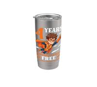 4 Años Naranja Leucemia Cáncer Libre Superhéroe Niño Superviviente Vaso térmico de acero inoxidable de doble pared