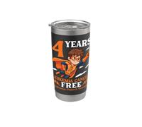 4 Años Naranja Leucemia Cáncer Libre Superhéroe Niño Superviviente Vaso térmico de acero inoxidable de doble pared
