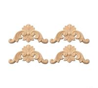 4 apliques de madera tallada en esquina para molduras de muebles, decoración del hogar, armario de pared y puerta, estilo europeo, beige (8 x 8 cm)