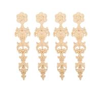 4 apliques de madera tallados retro redondos para tallar en madera, sin pintar, muebles, gabinetes, decoración de pared, manualidades, 28 x 6 cm