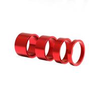 4 arandelas espaciadoras para auriculares de bicicleta, aleación de aluminio, 5 mm, 10 mm, 15 mm, 20 mm, para bicicleta de montaña y carretera (rojo)