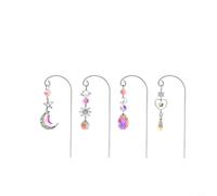 4 atrapasueños de cristal para decoración de hierro, 17 cm, efecto de arco iris dorado, plateado, para jardín, balcón, terraza, resistente a la intemperie, para embellecer macetas y exteriores