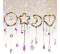 4 atrapasueños de cristal para ventanas, arco iris colgantes, decoración de cristal, atrapasueños de cristal, decoración de ventana, colgante de arco iris para decoración de habitaciones y jardines