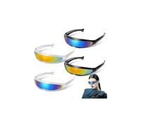 4 Bags Of Futuristic Glasses (black And White) Narrow Cyclops Shape Sunglasses White Black Frame Mirror Lenses Role Playing Costume Glasses Cool Party