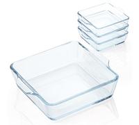 4 bandejas cuadradas de vidrio para hornear, cacerolas pequeñas, paquete de 4 mini moldes cuadrados para horno, bandeja para hornear para horno, microondas, freidora de aire, cuencos de preparación