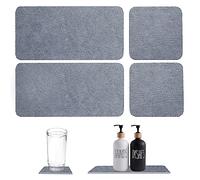 4 bandejas de diatomita absorbente de agua, bandeja de fregadero de piedra de secado rápido, jabonera de cocina de tierra de diatomeas, soporte de jabón de manos, piedra absorbente de agua para