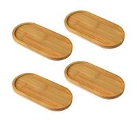 4 Bandejas de Madera Decorativas - Posavasos, Ovalada, para Mesa de Comedor, Café y Decoración del Hogar