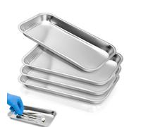4 bandejas médicas de acero inoxidable, 22 x 11,7 x 1,7 cm, bandeja reutilizable para instrumentos quirúrgicos para bandeja de herramientas de tatuaje, médico, laboratorio, belleza