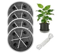 4 bases de autoriego, base de riego automático de 32 cm para bolsas de plantas de tela, cuenco de riego automático con mechas de 4 m, posavasos de plástico autoriegable para interior y exterior