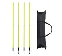 4 bastones de entrenamiento de agilidad de fútbol con bolsa de transporte, postes de metal de PVC multifuncionales con resorte para ejercicios de regate y ejercicios de agilidad (verde)