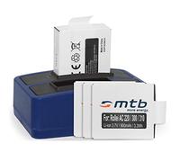 4 Baterías + Cargador Doble (USB) para cámara Deportiva Rollei Actioncam 220, 300, 300 Plus, 310, 330, 333, 350, 415, 416, 422 (Contiene Cable Micro USB)