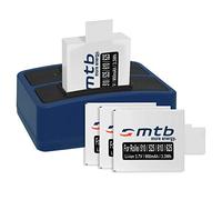 4 Baterías + Cargador Doble (USB) para Rollei Actioncam AC 372, 510, 525, 610, 625 - Contiene Cable Micro USB