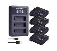 (4 Battery 1 Charger) Batmax 1680mAh Gopro Hero 4 Battery Replacement + LED 3-Slot USB Charger for GoPro HERO4 GoPro AHDBT-401 Ac
