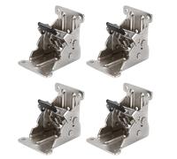 4 bisagras de 90 grados, patas de mesa plegables con tornillos, bisagra plegable con autobloqueo para mesa de trabajo, patas de cama (plata)