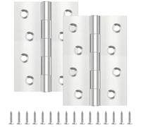 4 bisagras de puerta de 100 mm x 70 mm, bisagra de acero inoxidable Leryati para puerta de madera, bisagra de tope de cobertizo para puertas internas externas con 32 tornillos