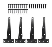 4 bisagras de puerta de 6 pulgadas con correa en T para puertas de madera (negras)