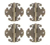 4 bisagras decorativas de bronce antiguo, bisagras rústicas de aleación de zinc para puertas de madera, cajas y muebles vintage, 2.6 x 2.5 pulgadas, fácil de instalar, rotación suave de 270°