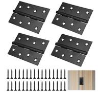 4 bisagras plegables de 100 mm x 70 mm, negro de acero inoxidable, bisagras traseras plegables de acero inoxidable, para puertas, ventanas, armarios con 32 tornillos