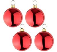 4 Bolas de Navidad Grandes Bolas para el árbol de Navidad en Color Rojo Brillante de 25 cm de diámetro Interiores y Exteriores Resistente a la Intemperie...