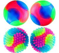 4 Bolas de Perros de Iluminar Pelotas Elásticas Brillantes Bolas de Mascotas con Punta Itermitente LED de Colores Claros Juguetes Interactivos de Mascotas