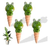 4 bolas de riego, forma de rana, dispensador de agua para plantas, riego automático para plantas de interior, riego de plantas interiores, dispensador de agua para plantas y flores de cono de arcilla