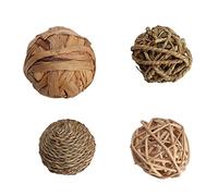 4 Bolas para Masticar para Animales Pequeños, Hierba Natural, Juguetes de Salud Perfumados para Conejos y Cobayas, Masticables Hechos a Mano Seguros