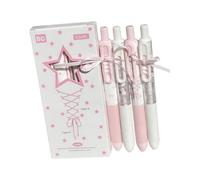 4 bolígrafos de gel retráctiles con detalles de encaje, punta de 0,5 mm, tinta de secado rápido, mango cómodo para uso escolar, escritura de exámenes de rosa, suave, secado rápido, agarre ergonómico