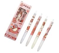 4 bolígrafos de gel retráctiles de dibujos animados de 0,5 mm, tinta negra, agarre ergonómico con clip de metal para tomar notas, diario, juego de acción rápida