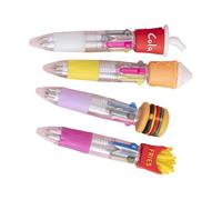 4 bolígrafos multicolor de dibujos animados 4 en 1 retráctiles para diario, notas, suministros de arte, agarre de silicona, bolígrafo multicolor