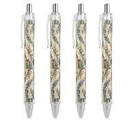 4 bolígrafos retráctiles de gel de 0,5 mm, tinta negra líquida suave, estilo rústico francés, con agarre ergonómico cómodo, de secado rápido y sin manchas, recargables, para oficina para profesionales