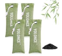 4 Bolsas Absorbentes de Carbón Activo de Bambú, Bolsas Desodorantes de Carbón Activado de Bambú, Purificador de Aire para Zapatos, Armarios y Coches, Ambientador Reutilizable (Verde)