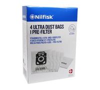 4 Bolsas Aspiradoras Nilfisk Elite + Pre-filtro - Recambio Original - (128389187)