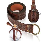 4 bolsas de cuero para cinturón, funda mágica para botella redonda con botella de corcho de madera, cinturón vikingo, accesorios renacentistas para cosplay caballero, marrón 2, Classique