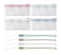 4 bolsas de dinero con cremallera, 4 cuerdas para la muñeca, bolsillos transparentes esmerilados, bolsillos para bolígrafos, sobres, monedas, recibos y bolsas organizadoras para cheques