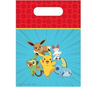 4 bolsas de fiesta de POKEMON para regalos de cumpleaños infantiles y fiestas, con asas, 17 x 25 cm, de papel, bolsas de regalo para niños, decoración de cumpleaños