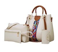 4 bolsas de hombro con estampado de color sólido para mujer, sillas de playa con correas de mochila, beige, Talla única