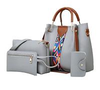 4 bolsas de hombro con estampado de color sólido para mujer, sillas de playa con correas de mochila, gris, Talla única