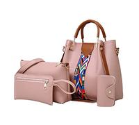 4 bolsas de hombro con estampado de color sólido para mujer, sillas de playa con correas de mochila, Pink, Talla única