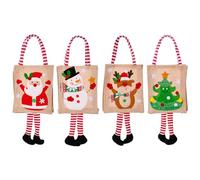 4 bolsas de regalo de Navidad, Asudaro bolsas de regalo de Navidad con asas, piernas a rayas, bolsas de la compra, bolsas de dulces, bolsas de regalo de Navidad, bolsas de regalo de tela para niños, 4