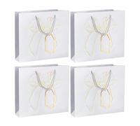 4 bolsas de regalo grandes, 32 x 26 x 11 cm, bolsas de regalo para regalos, bolsa de regalo gruesa con estampado dorado para boda, bautizo, cumpleaños, comunión, graduación, felicitaciones (gris)