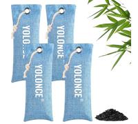 4 bolsas Eliminador de olores para zapatos, Saco Absorbente de Carbón Activo de Bambú,Elimina olores y deja una fragancia fresca, Para calzado de trabajo, Deportivo y zapatilla(azul)