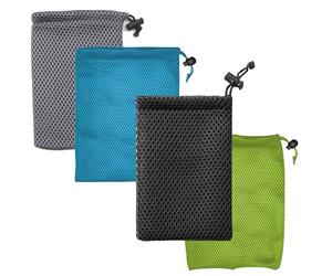 4 bolsas pequeñas con cordón, bolsa de malla de nailon grueso, 10 x 15 cm, bolsa de almacenamiento para mini cosas MP3, cargador de auriculares, llaves, cargador de auriculares, llaves