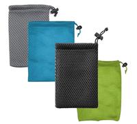 4 bolsas pequeñas con cordón bolsa de malla gruesa, bolsa de malla gruesa de nylon, bolsa de almacenamiento de bolsa de malla de 10 x 15 cm para mini cosas cargador MP3, auriculares, llave, cargador